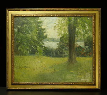 Hudson River School oil painting by Bayard Henry Tyler. Spring.: Early 20th century Hudson River School oil painting by Bayard Henry Tyler. Spring. Framed and signed " Bayard Henry Tyler 1921". Provenance statement: Painting was acquired in the 1920s by the