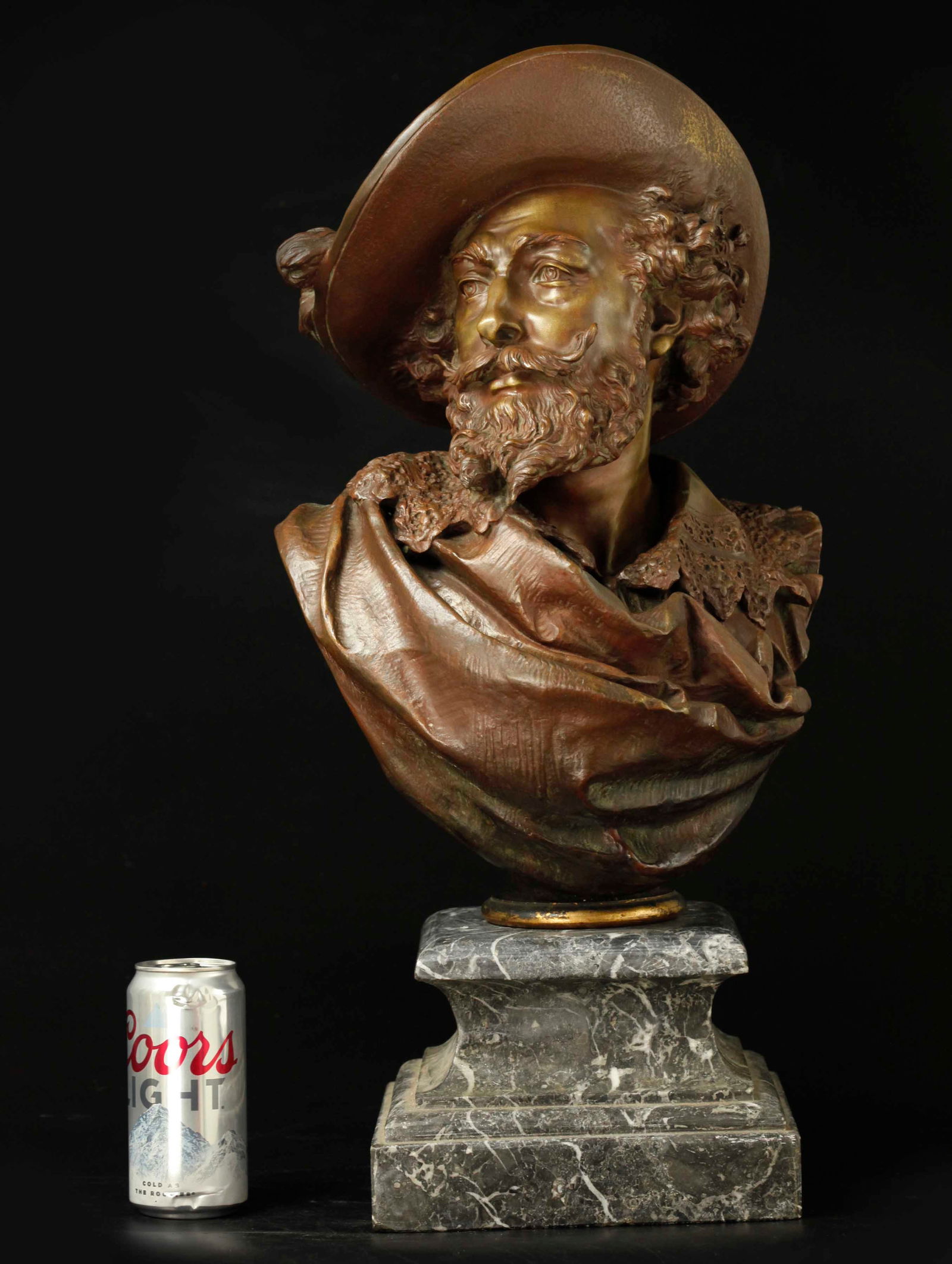 Bronze portrait bust of Peter Paul Rubens on marble base by Albert-Ernest Carrier-Belleuse, signed (1 of 8)