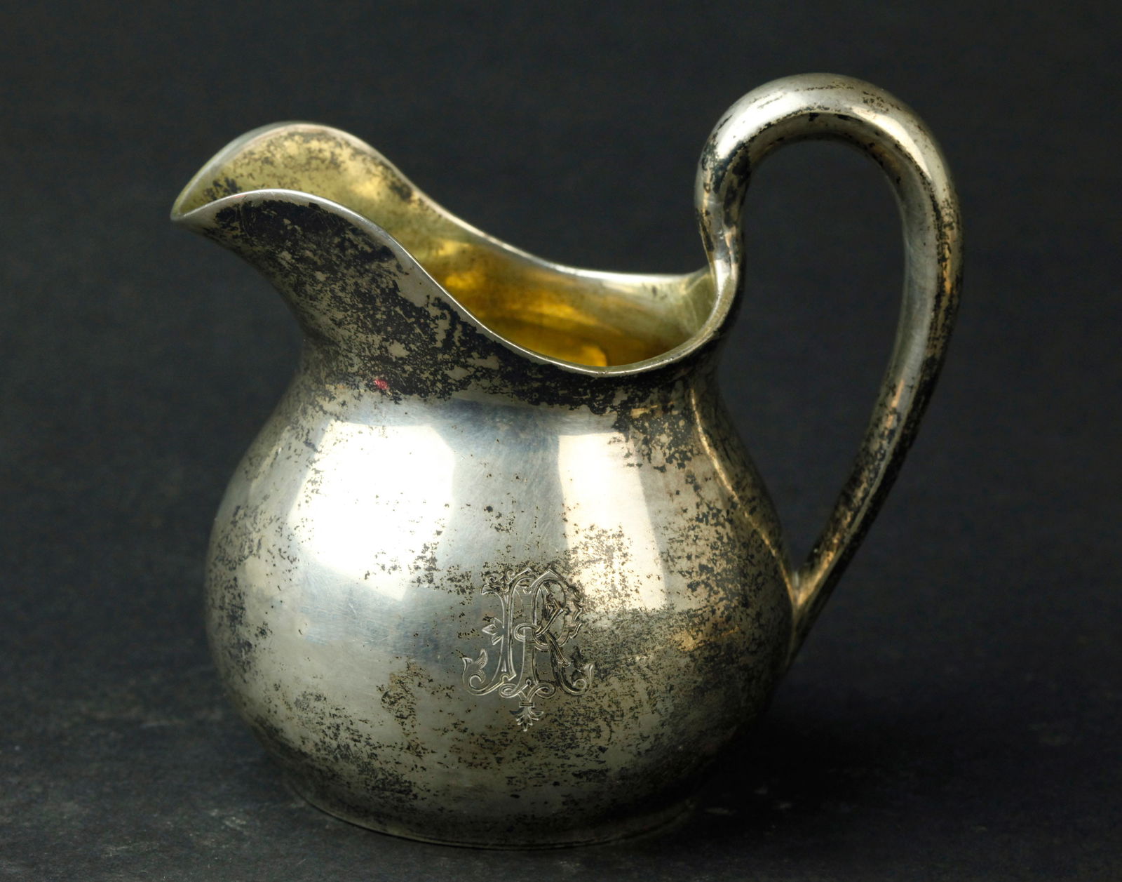 19th century Russian silver 84 creamer, marked "SAZIKOV B.C 1873 84" (1 of 5)