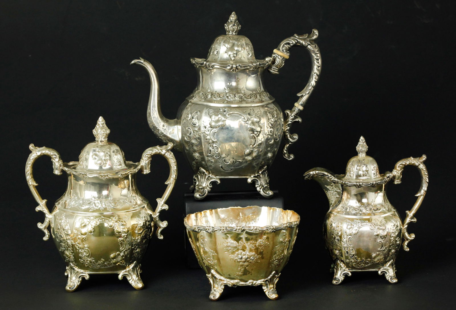 Antique William Gale & Son New York coin silver coffee/tea set, 4 pieces. marked (1 of 7)