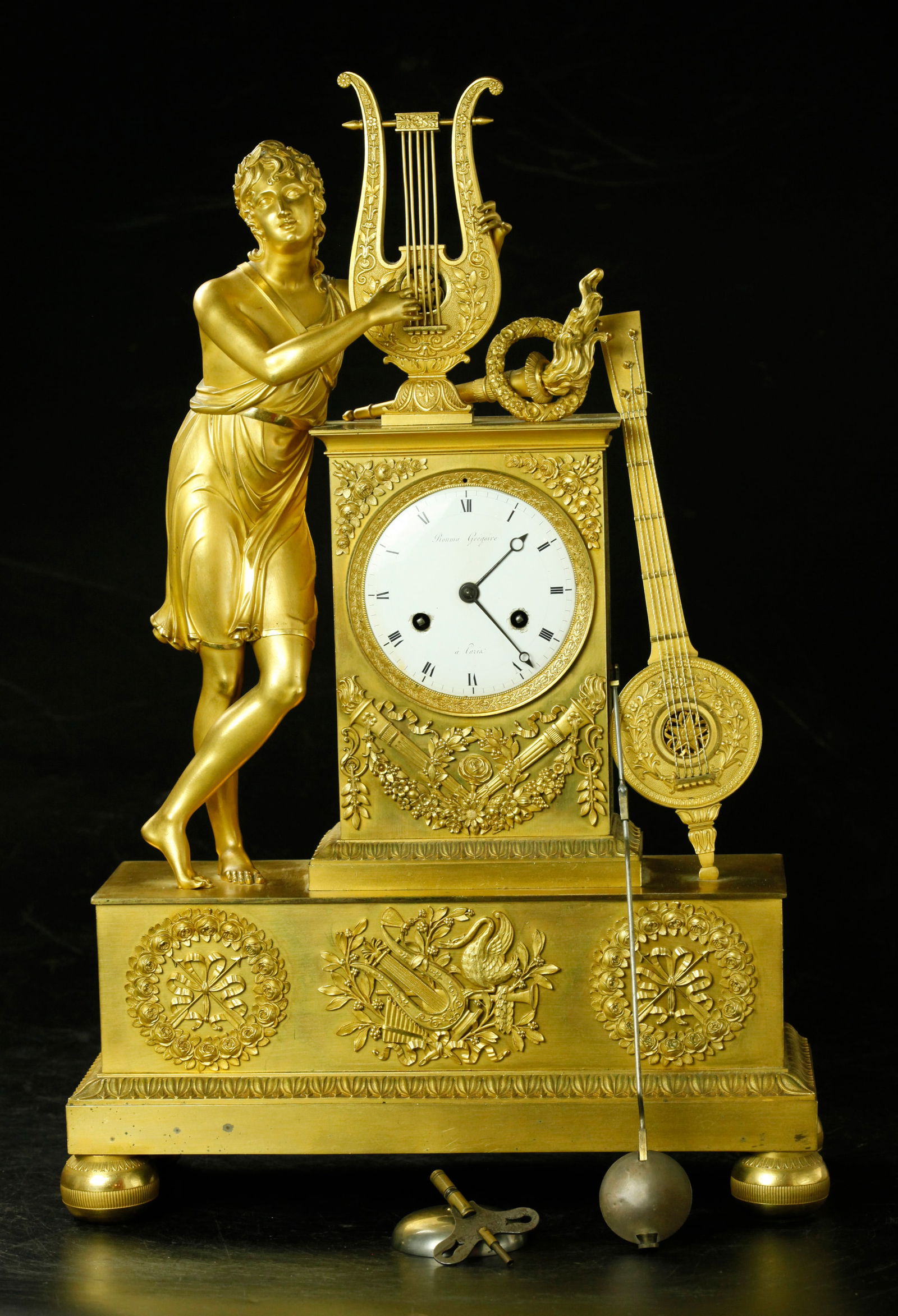 19th century French Dore bronze mantel clock (1 of 8)