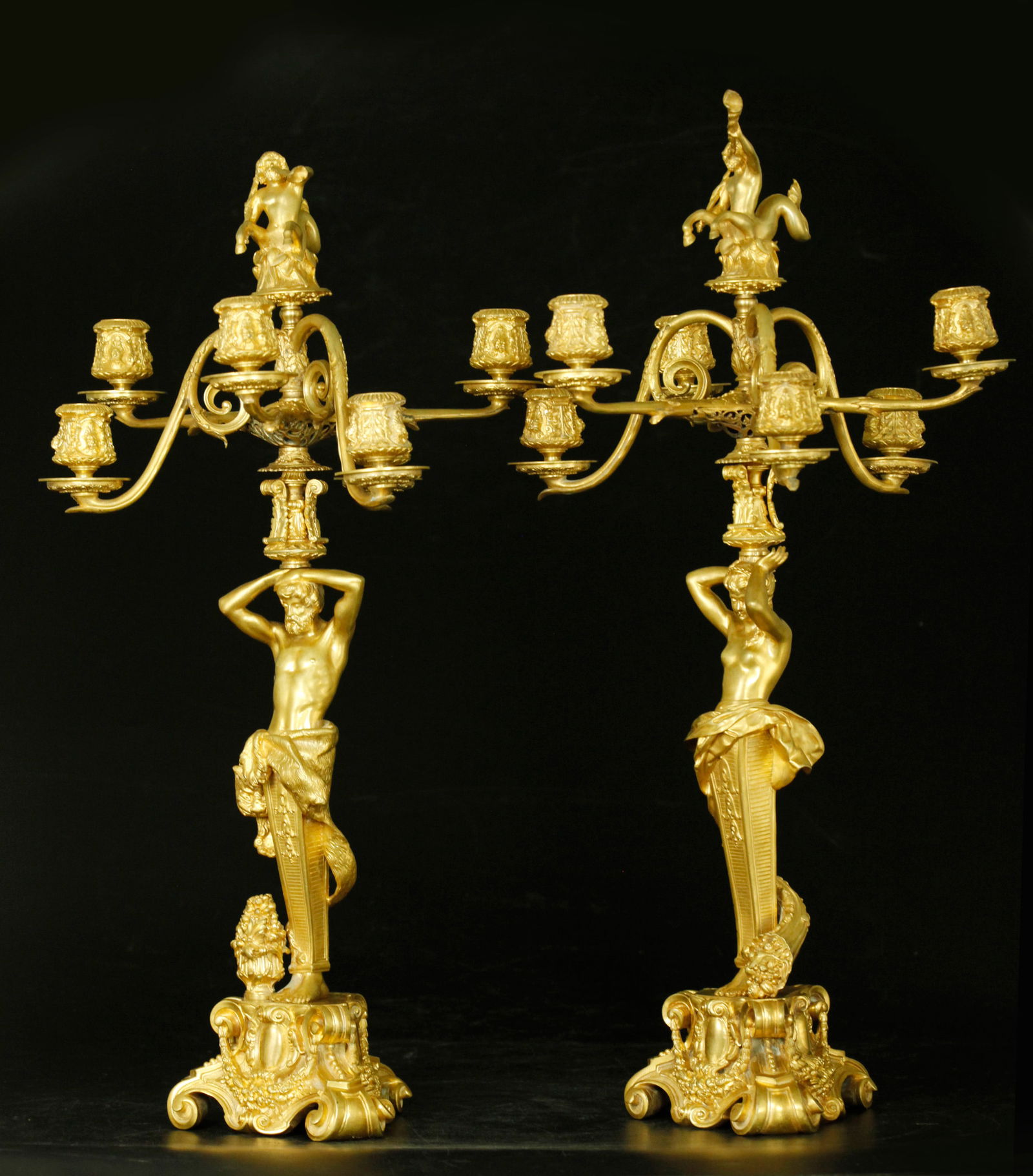 Pair of 19th century Dore bronze candelabra (1 of 7)