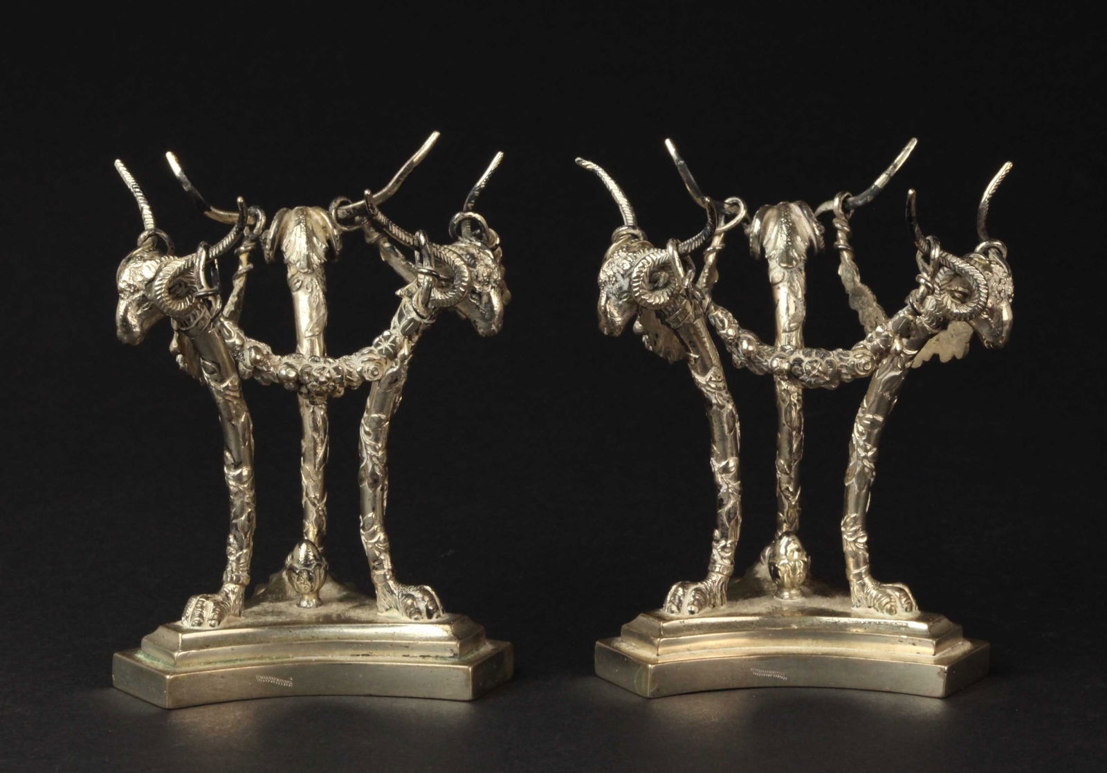 Pair of antique silver stands with ram heads (1 of 5)