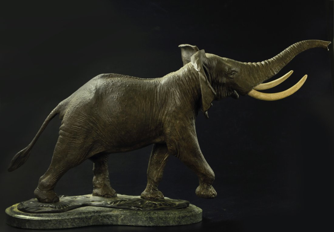 Large bronze sculpture by Lewis Phillip Jonas (American, 1894-1971), "Charging Elephant" (1 of 6)