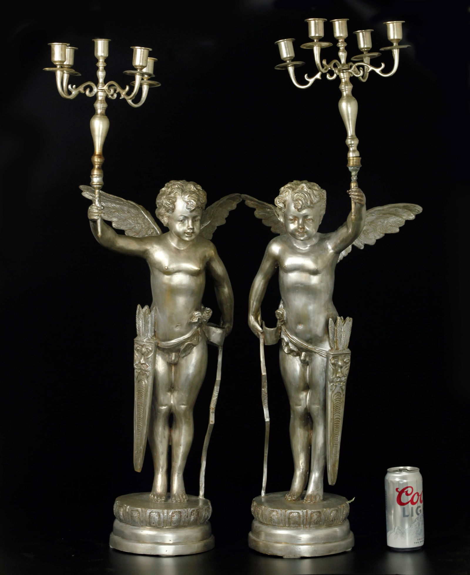 Pair of silver-plated bronze candelabras (1 of 7)