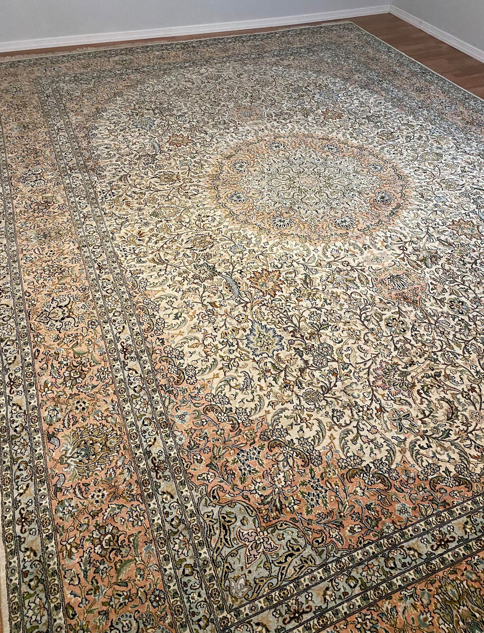 Silk kashan center medallion room size rug (1 of 4)