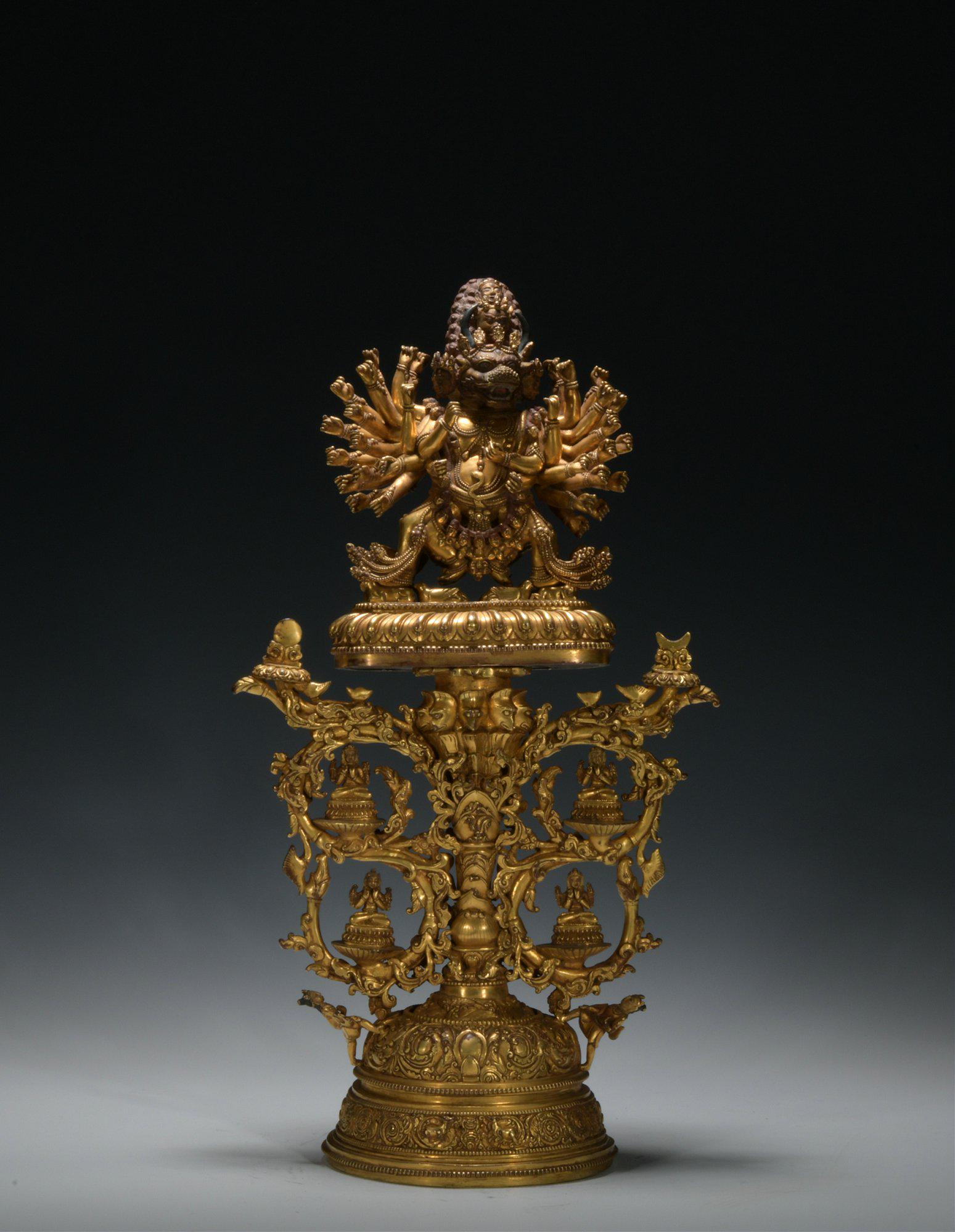 Ming dynasty gilt bronze statue of Yamantaka: Height15.4in,diameter5.1in,