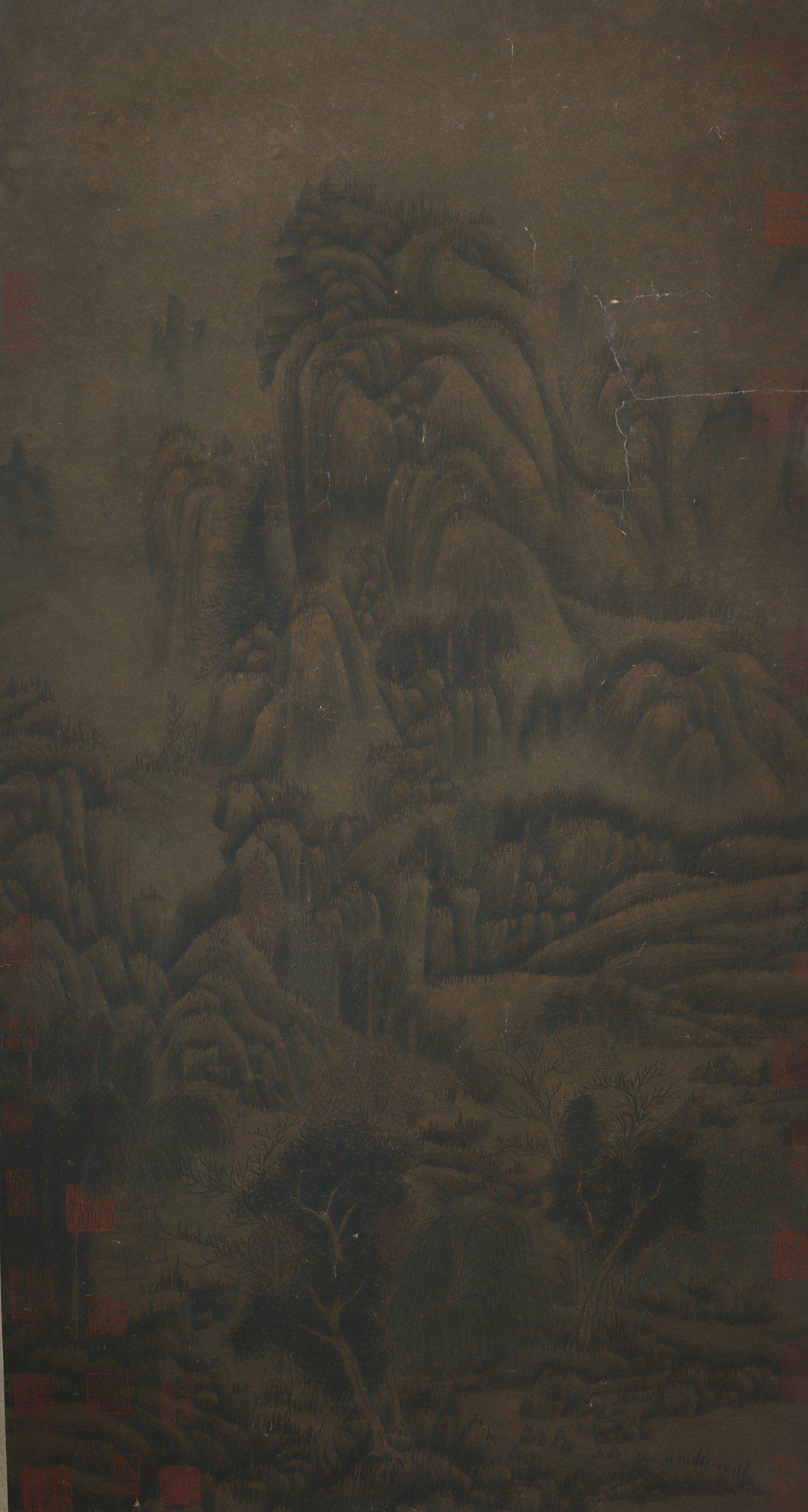A Wang wei's landscape painting(without frame): length35.8in,width19.3in,