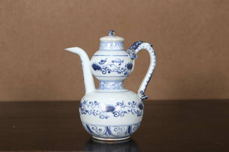 A White and Blue Porcelain Bottle Chinese Qing Dynasty: Size:12.1cmx8.4cmx14.1cm