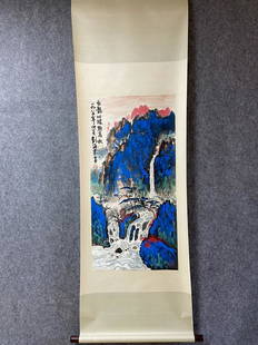 A Vertical-Hanging Orchid and Bird Chinese Ink Painting by Liu Hailiã€€: Size:100cmx49cm