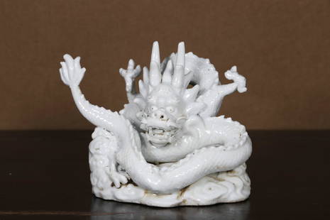 A White Glazed Dragon Ornament Chinese Qing Dynasty: Size:16.9cmx9.9cmx12.3cm