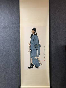 A Vertical-Hanging Character Chinese Ink Painting by Xv Beihong: Size:99cmx50cm