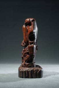 Qing Dynasty Boxwood Wooden Carving "Figure" Shanzi , China: Height: 17cm Length: 11cm Width: 7cm Net Height: 14.5cm