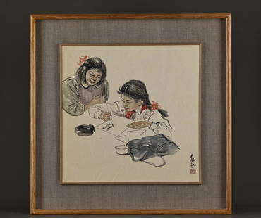 Painting - Jiang Zhaohe, China: Size: 42x42cm Size with frame: 61x61cm