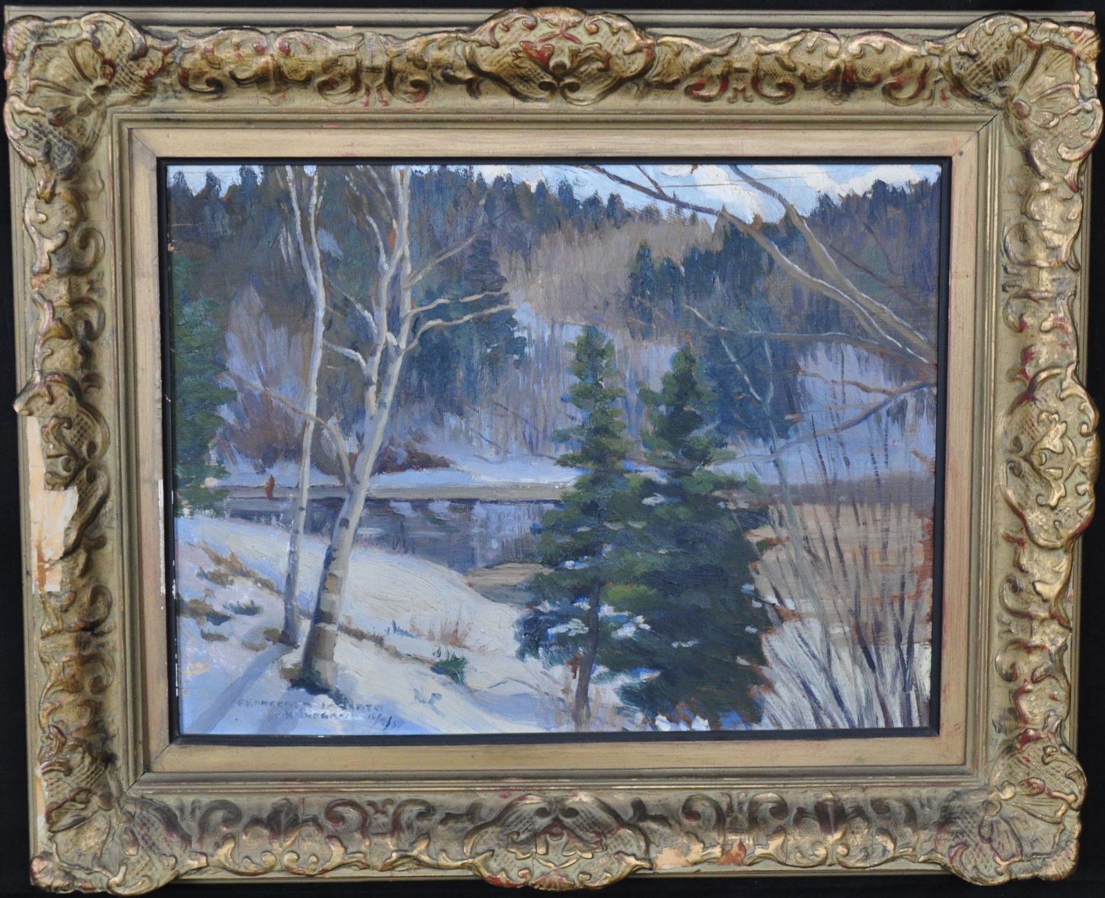 Francesco Iacurto, Canadian Impressionist, Kenogami,: Francesco Iacurto, Canadian Impressionist, oil on panel, SLL, Dated 1932 or 37", Kenogami.Lac Kénogami may refer to several places:Kenogami Lake, a lake in the Saguenay–Lac-Saint-Jean region of Que