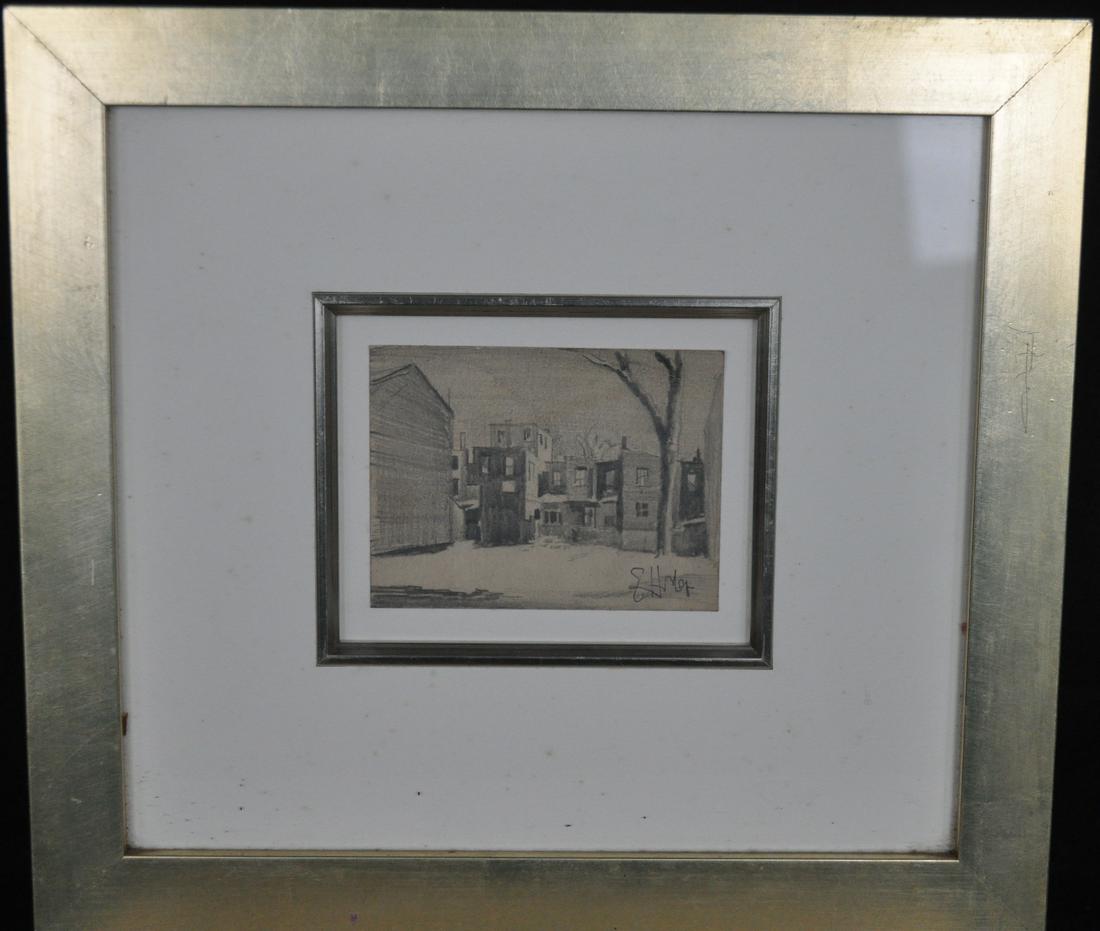 Earl Horter, Pennsylvania artist, city scene, pencil (1 of 4)