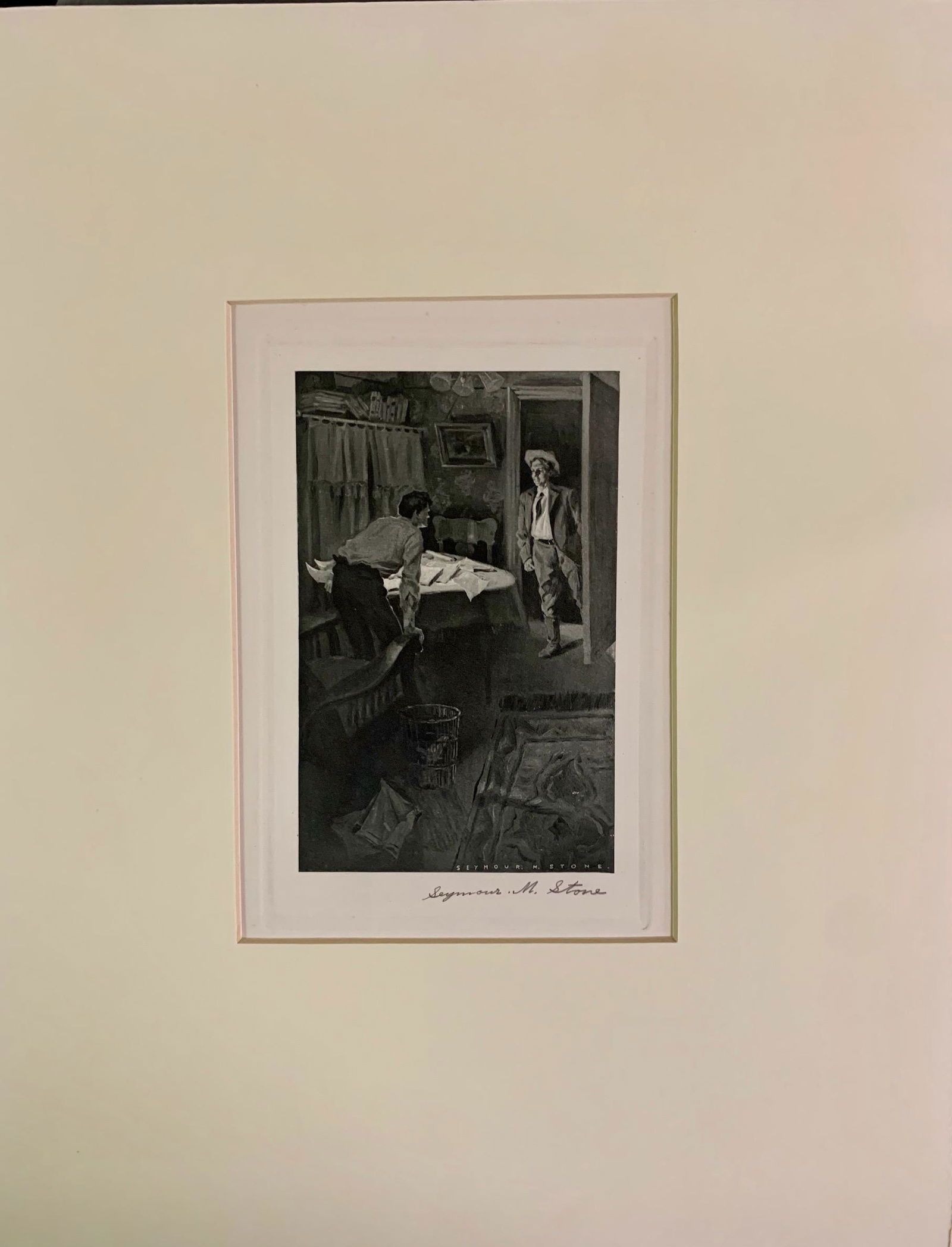 Seymour M. Stone, American Artist, pencil signed: Well listed American artist Seymour Millais Stone (American 1877-1957) Graduated from the Royal Academy in Munich then studied under Jules Joseph Lefebvre at the academies Julian with John singer Sarg