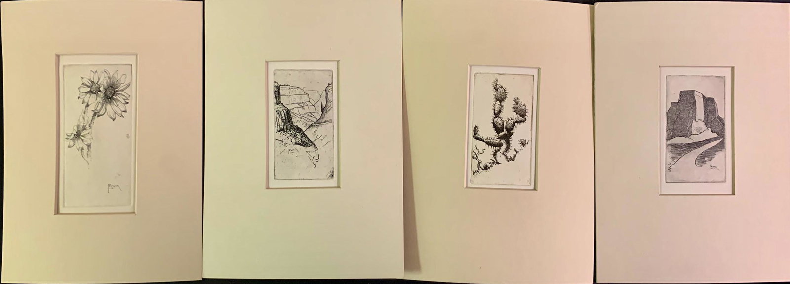 4 etchings of Taos New Mexico by Ralph M. Pearson: 4 etchings of Taos, New Mexico by Ralph M. Pearson