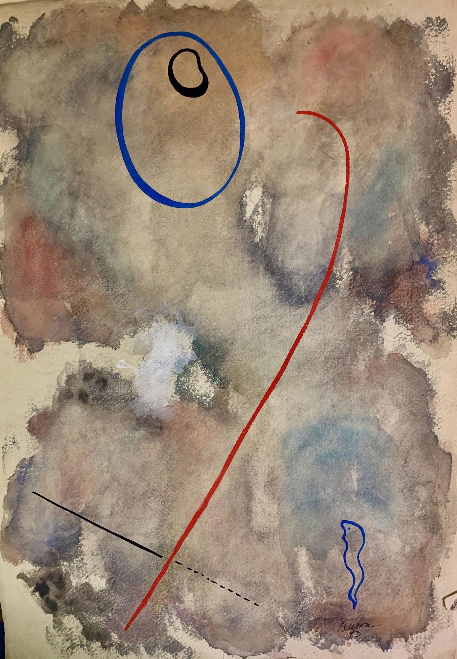 John William Benson American Artist Abstract work: John William Birger Benson (1904-1978), American Artist, Abstract Expressionist work, pre-war modernism, signed mixed-media, sheet size, 22 1/2 x 15 1/2", Exhibited with: Kennedy Galleries, New York,