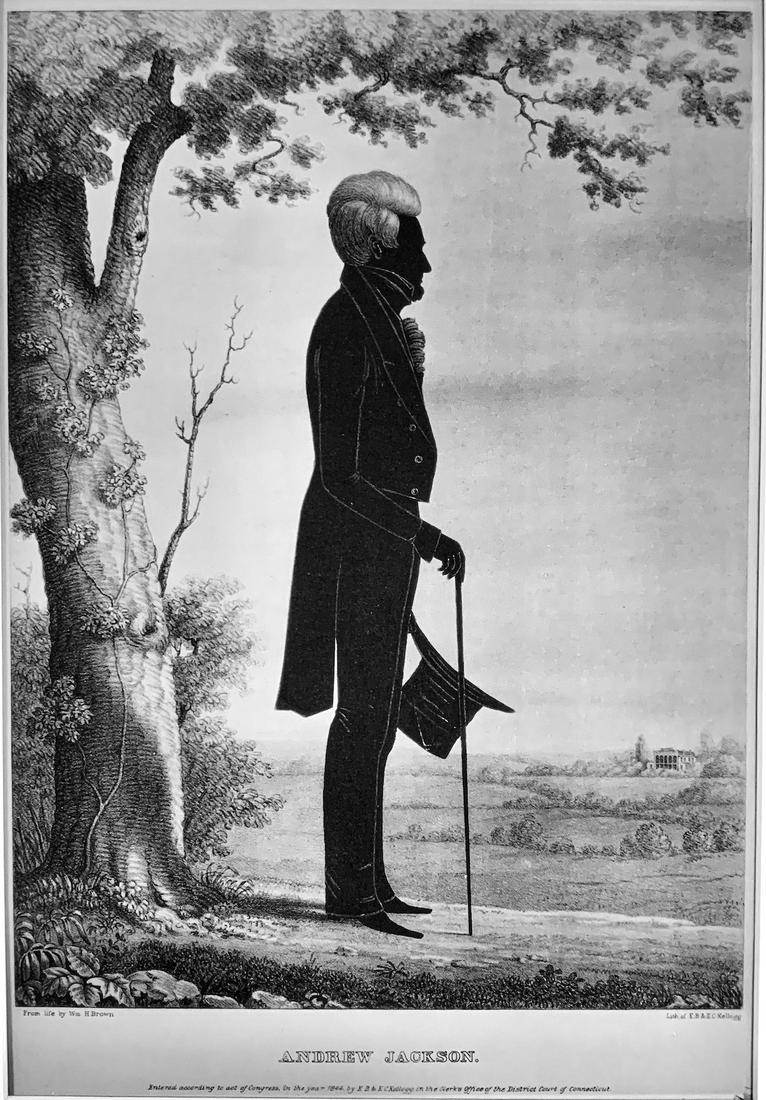 Lithograph of President Andrew Jackson: Lithograph of President Andrew Jackson, 1844 by EB and EC Kellogg. From life by William H. Brown.