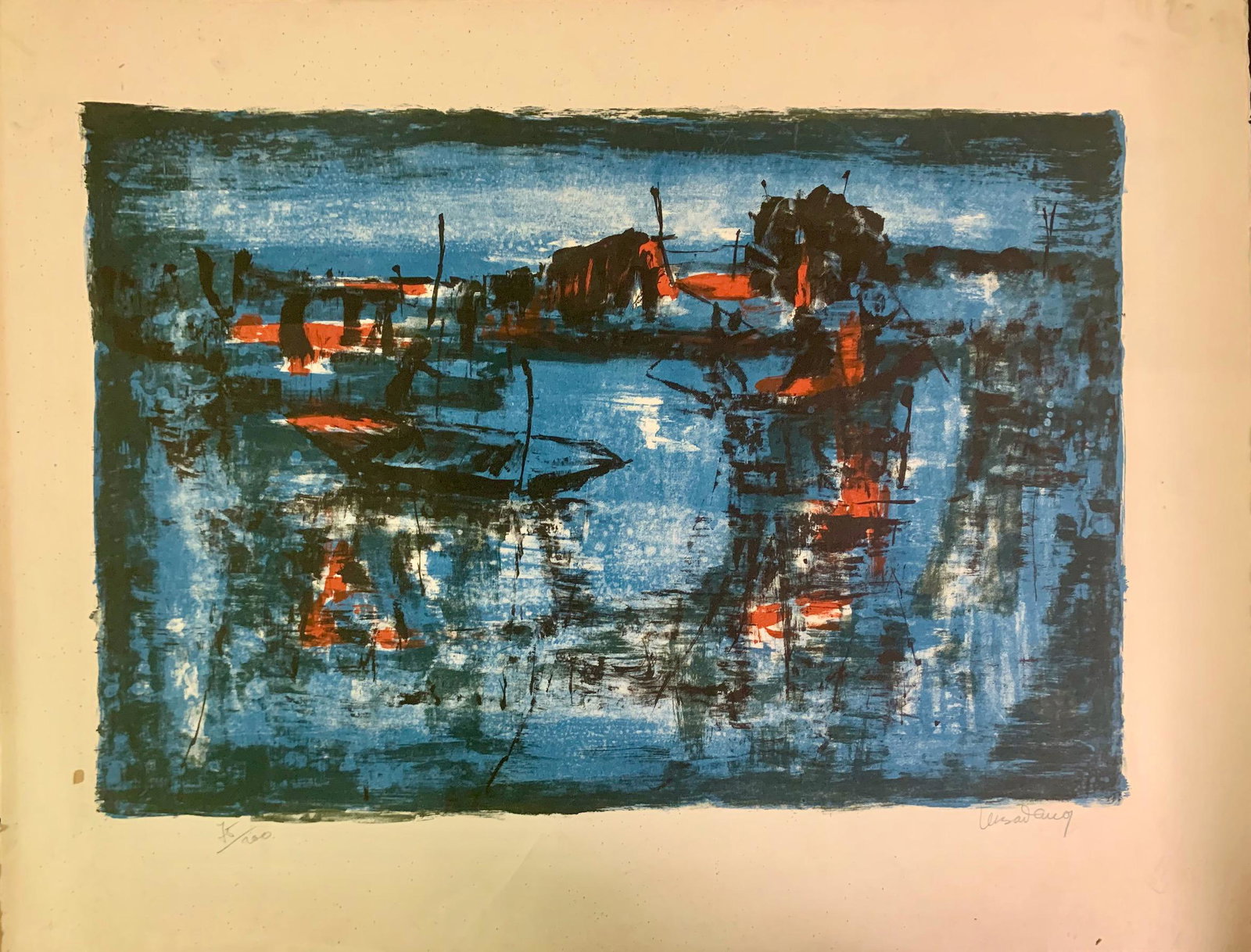 Hoi Lebadang, Vietnamese, Lithograph, signed: Hoi lebadang, Vietnamese, Colored Lithograph, image size, 15 x 21", signed, 75/200