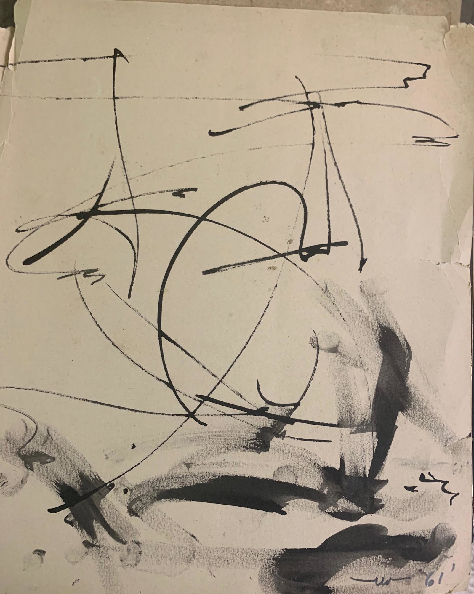 Abstract Expressionist, Work on Paper, signed: Abstract Expressionist, Work on Paper, signed, 1961, sheet size, 11 3/4 x 9 3/4"