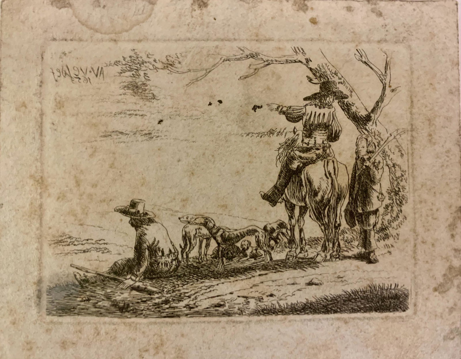 Adriaen van de Velde, Dutch Artist, etching: Adriaen van de Velde, Dutch Artist, etching image size, 2 3/4 x 3 3/4"