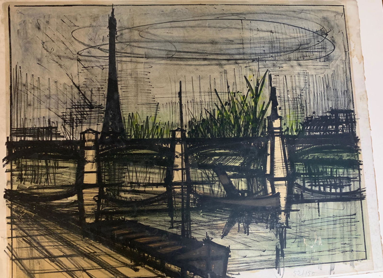 Bernard Buffet, French, Colored Lithograph,signed: Bernard Buffet, French Artist, Colored Lithograph,pencil signed, 52/150, sheet size 21 1/2 x 28 1/2"Bernard Buffet (French: [byfɛ]; 10 July 1928 – 4 October 1999) was a French painter of Expres