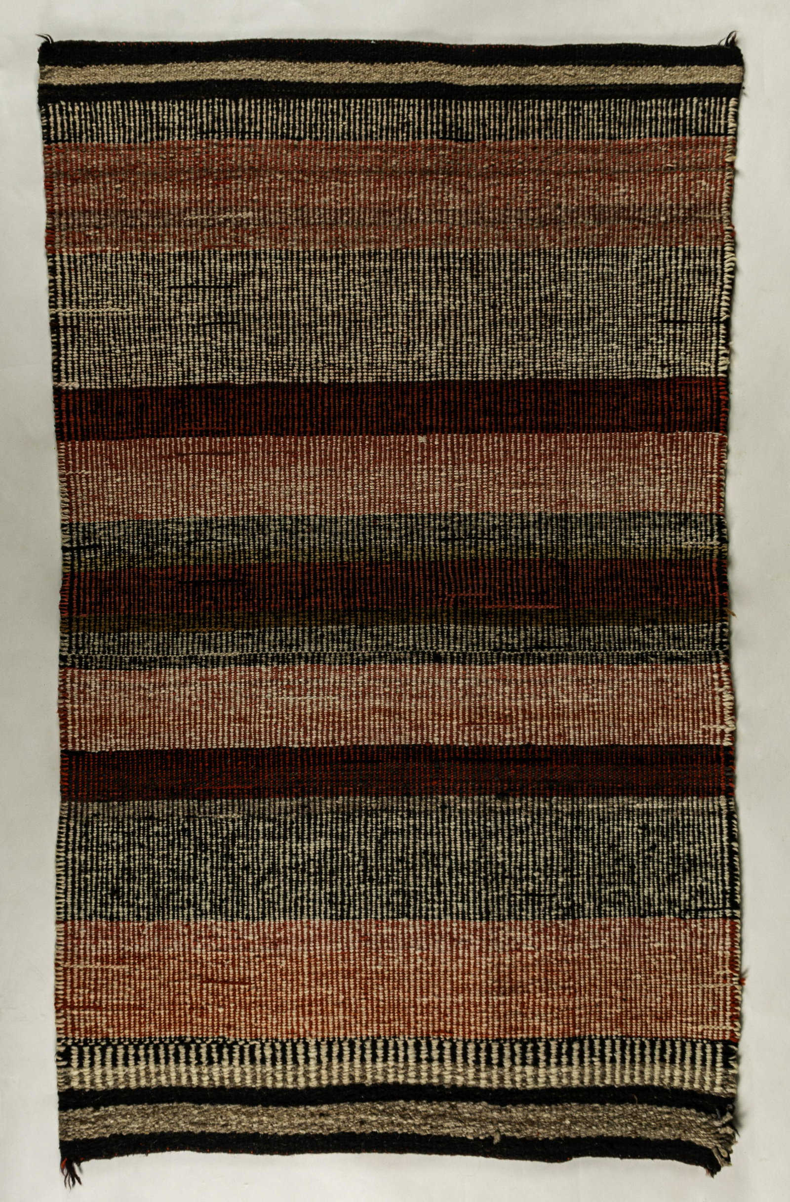 Navajo Weaving Wool Rug: Southwestern USA, middle 20th centrury, purchased from a Fred Harvey Trading Post, 29 x 49"