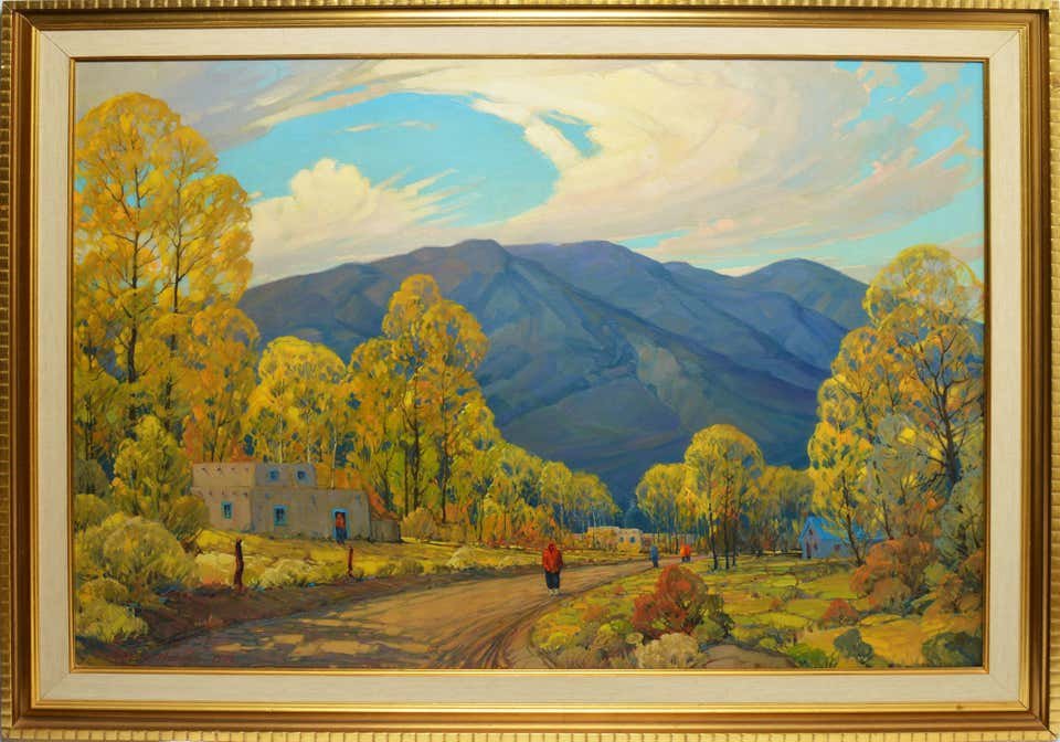 Huge Taos New Mexico Oil Painting Dwight Holmes Texas (1 of 7)
