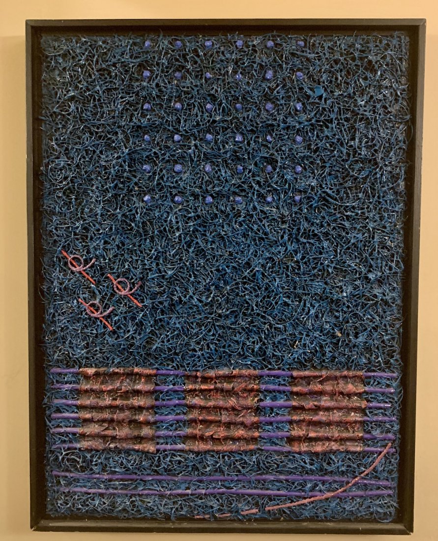 Memphis Style Painting Signed American Artist: Mixed-Media on wood, signed on reverse, 32 1/2 x 24 1/2, it looks to be signed Hubbard but I am not sure. It is dated 1980. It looks awesome in the right light.