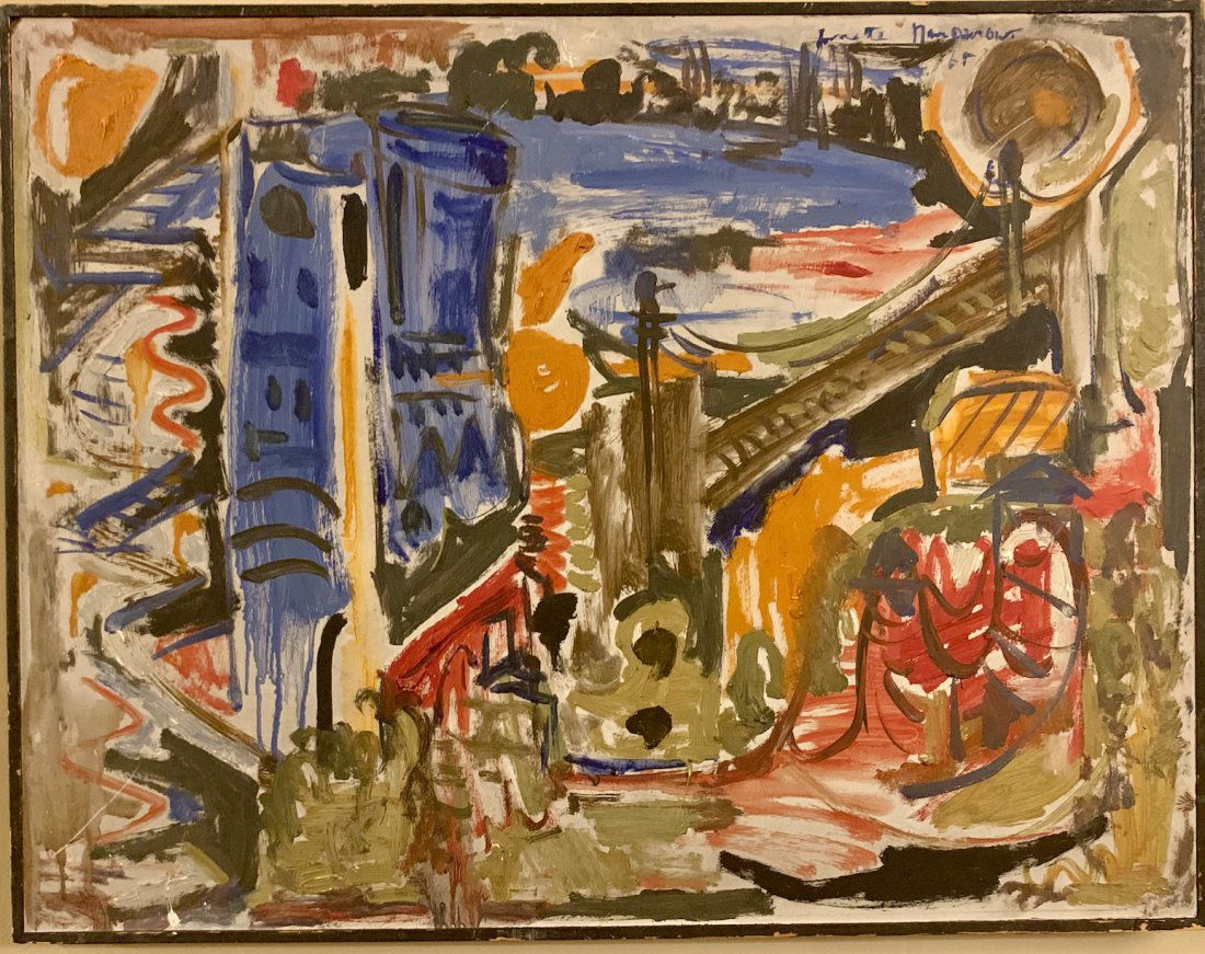 Abstract Expressionist New York Scene Signed American (1 of 5)