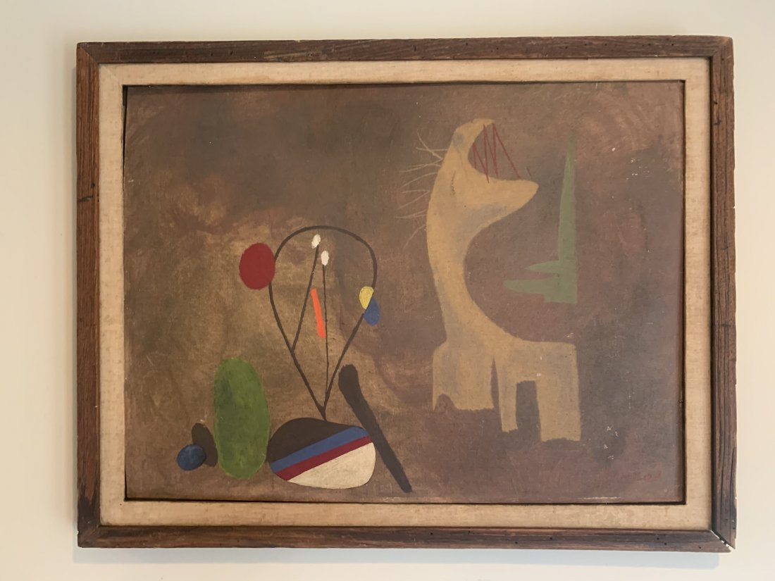 American New Mexico Modernist Painter Don Ivers: O/B, SLR, 17 1/2 x 23 1/2", entitled "Sandstorm", Don Ivers was an artist painting in the Albuquerque area of New Mexico. In an article in Visulaizing Albuquerque, Elaine De Kooning singled out Don Iv