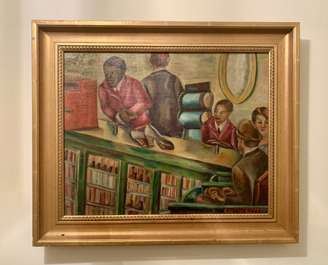 Emy Herzfeld American Artist WPA Era African American: O/C, SLM, 17 x 23", Amy Herzfeld was a painter of daily life in New York City.She would have been in the same time as the Ashcan artists.