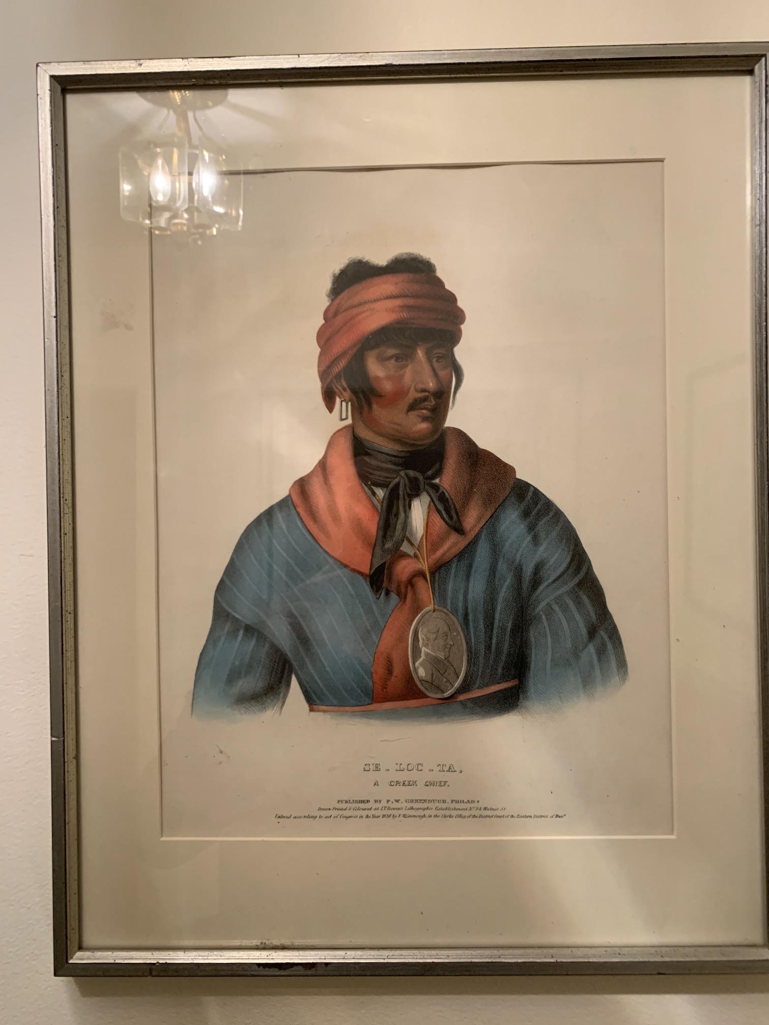 (3) McKenney and Hall, F.W. Greenough Published: Colored lithographs, 1838, 15 x 11 1/4", McKenney and Hall and published by Frederick W. Greenough. 1838.