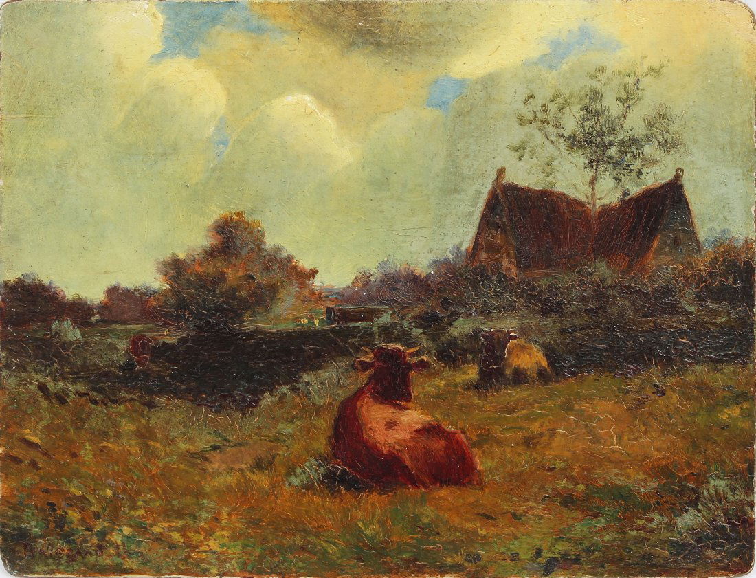 Antique Hudson River School Cow Painting American Gem (1 of 7)