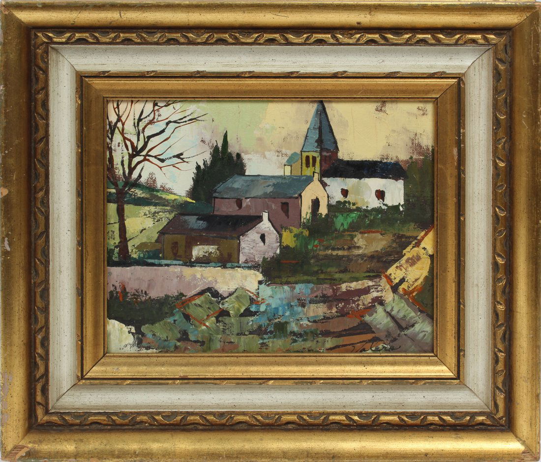 French Modern Countryside Signed Original Oil Painting (1 of 5)