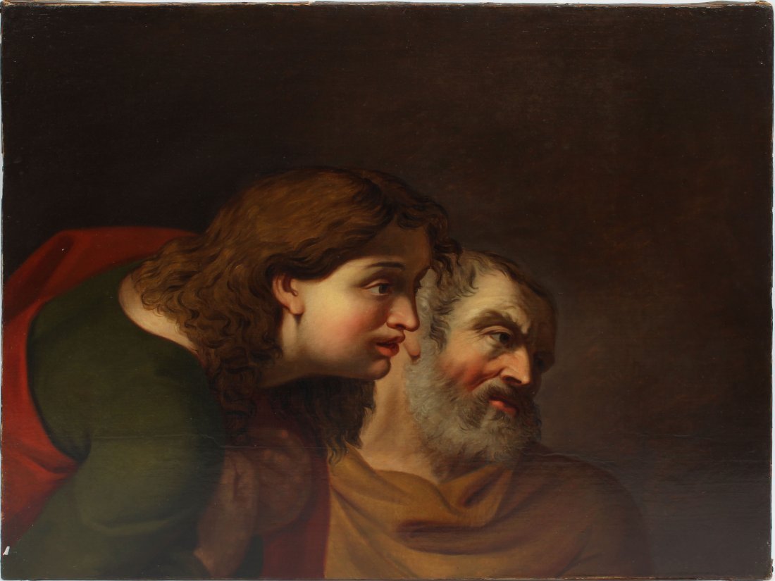 Old Master Religious Portrait Man & Woman Oil Painting (1 of 5)