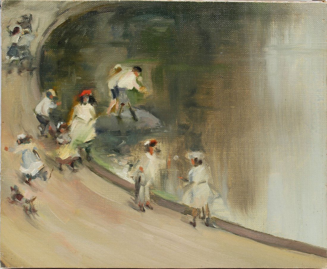 Major Ashcan Central Park Impressionist Oil Painting !! (1 of 5)