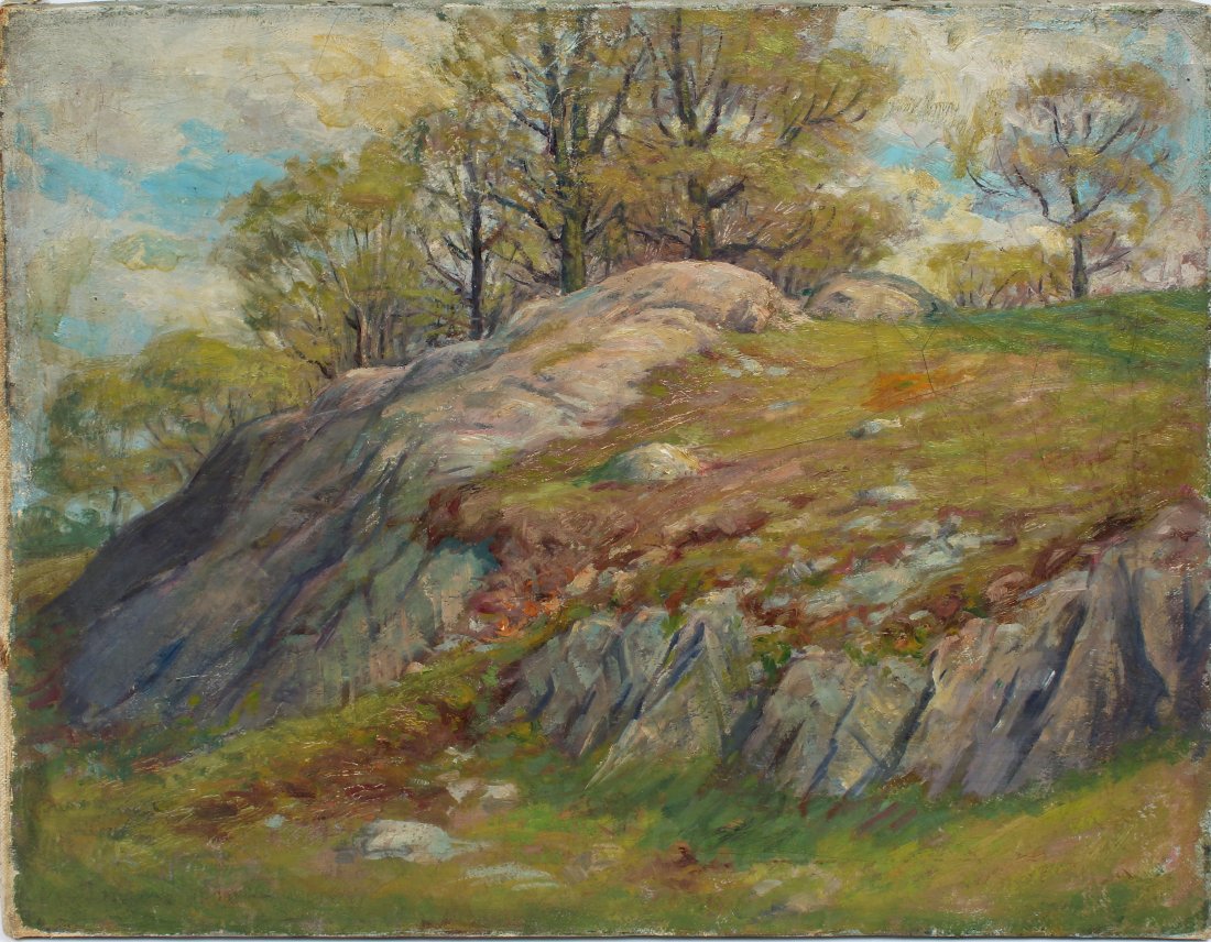 Antique Impressionist Central Park Landscape Painting: Antique impressionist landscape oil painting of Central Park. Great colors and thick impasto. No signature found. Oil on canvas. Image size 24L x 20H