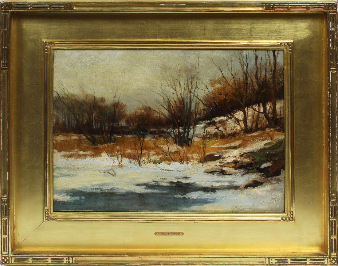 Charles Gruppe Signed Winter Impressionist Oil Painting (1 of 8)