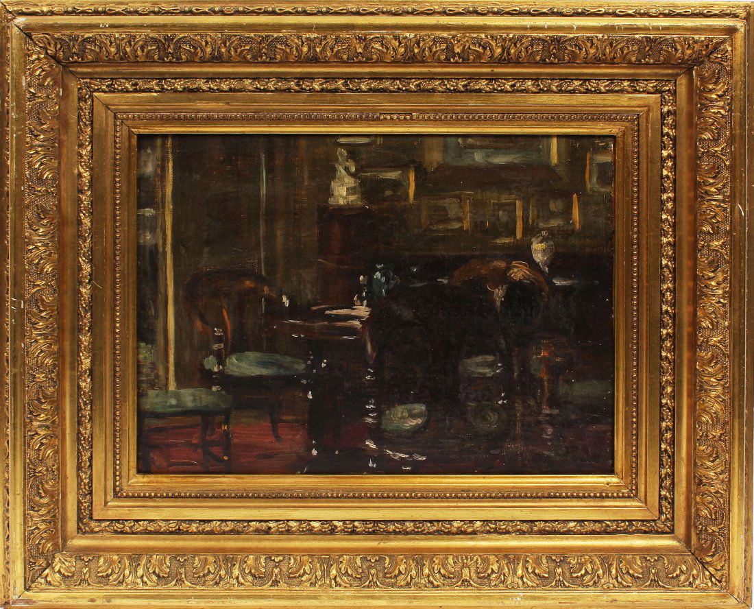 Antique American School Hamptons Interior Oil Painting (1 of 5)