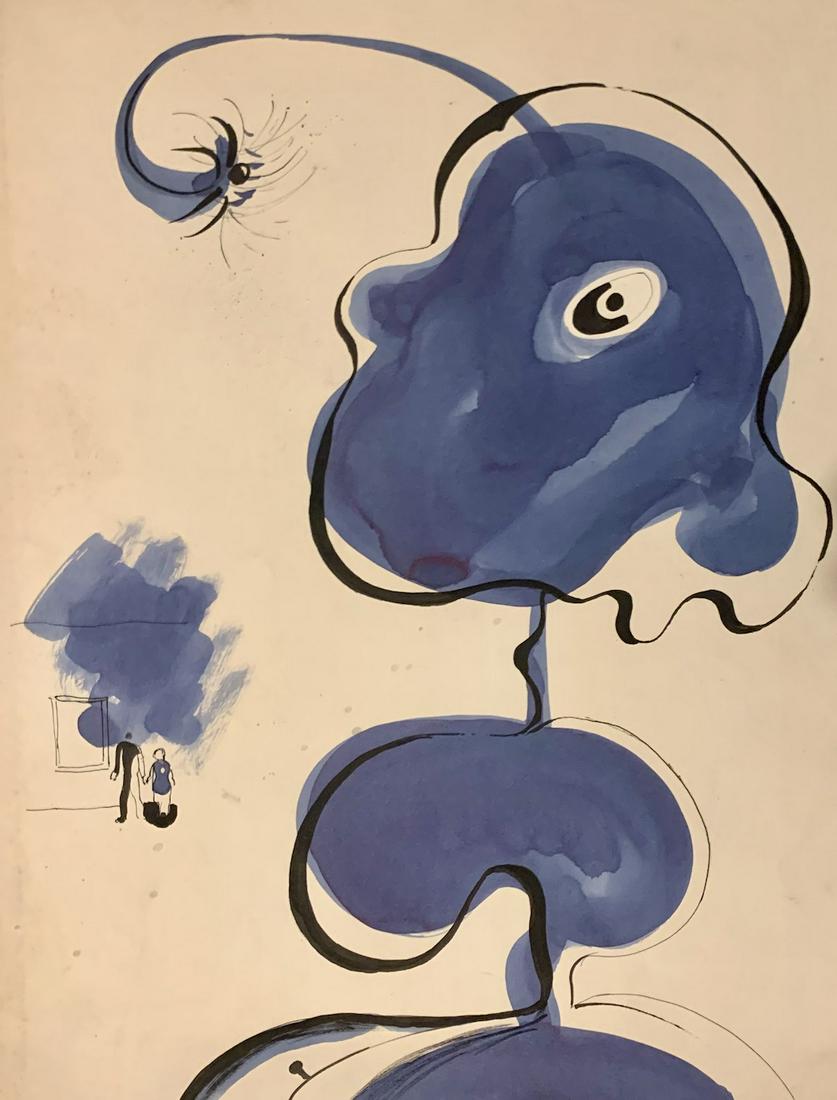 John William Benson, American Artist, Abstract: John William Birger Benson (1904-1978), American Artist, Abstract Expressionist work, pre-war modernism, estate stamped, mixed media, 1939. Exhibited with: Kennedy Galleries, New York, NY, show of mar