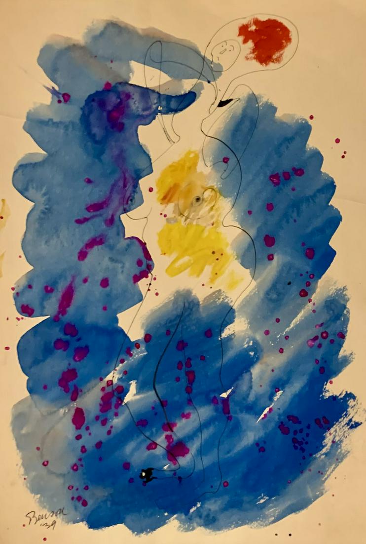 John William Benson, American Artist, Abstract: John William Birger Benson (1904-1978), American Artist, Abstract Expressionist work, pre-war modernism, signed lower left (SLL), mixed media, 1939. Exhibited with: Kennedy Galleries, New York, NY, sh