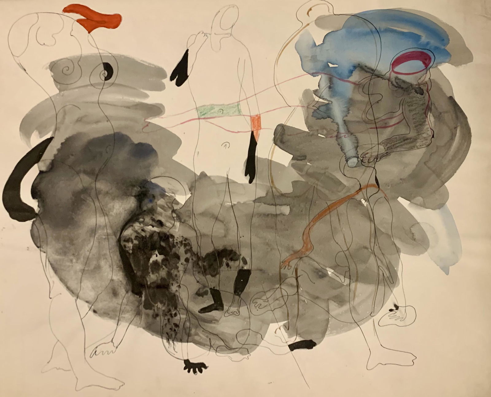 John William Benson, American Artist, Abstract: John William Birger Benson (1904-1978), American Artist, Abstract Expressionist work, pre-war modernism, estate stamped, mixed media, 1939. Exhibited with: Kennedy Galleries, New York, NY, show of mar