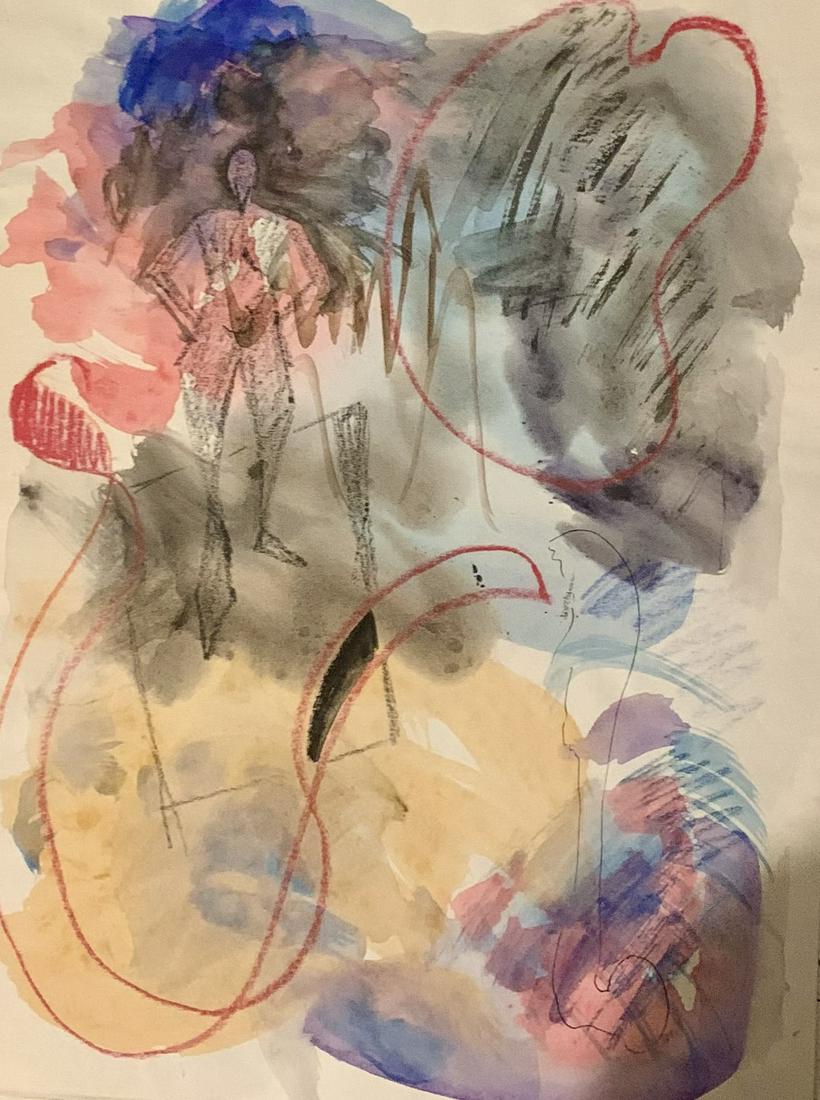 John William Benson, American Artist, Abstract: John William Birger Benson (1904-1978), American Artist, Abstract Expressionist work, pre-war modernism, estate stamped, mixed media, 1939. Exhibited with: Kennedy Galleries, New York, NY, show of mar