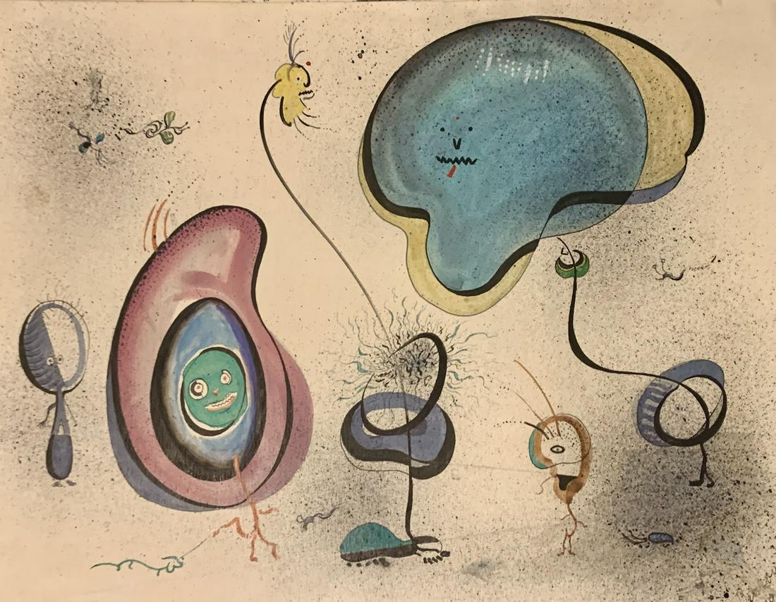 John William Benson, American Artist, Abstract: John William Birger Benson (1904-1978), American Artist, Abstract Expressionist work, pre-war modernism, signed lower right (SLR), mixed media, 1941. Exhibited with: Kennedy Galleries, New York, NY, s