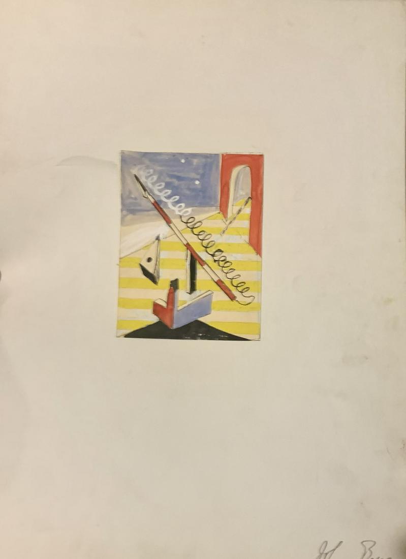 John William Benson, American Artist, Abstract: John William Birger Benson (1904-1978), American Artist, Abstract Expressionist work, pre-war modernism, signed lower right (SLR), mixed media, 1937. Exhibited with: Kennedy Galleries, New York, NY, s