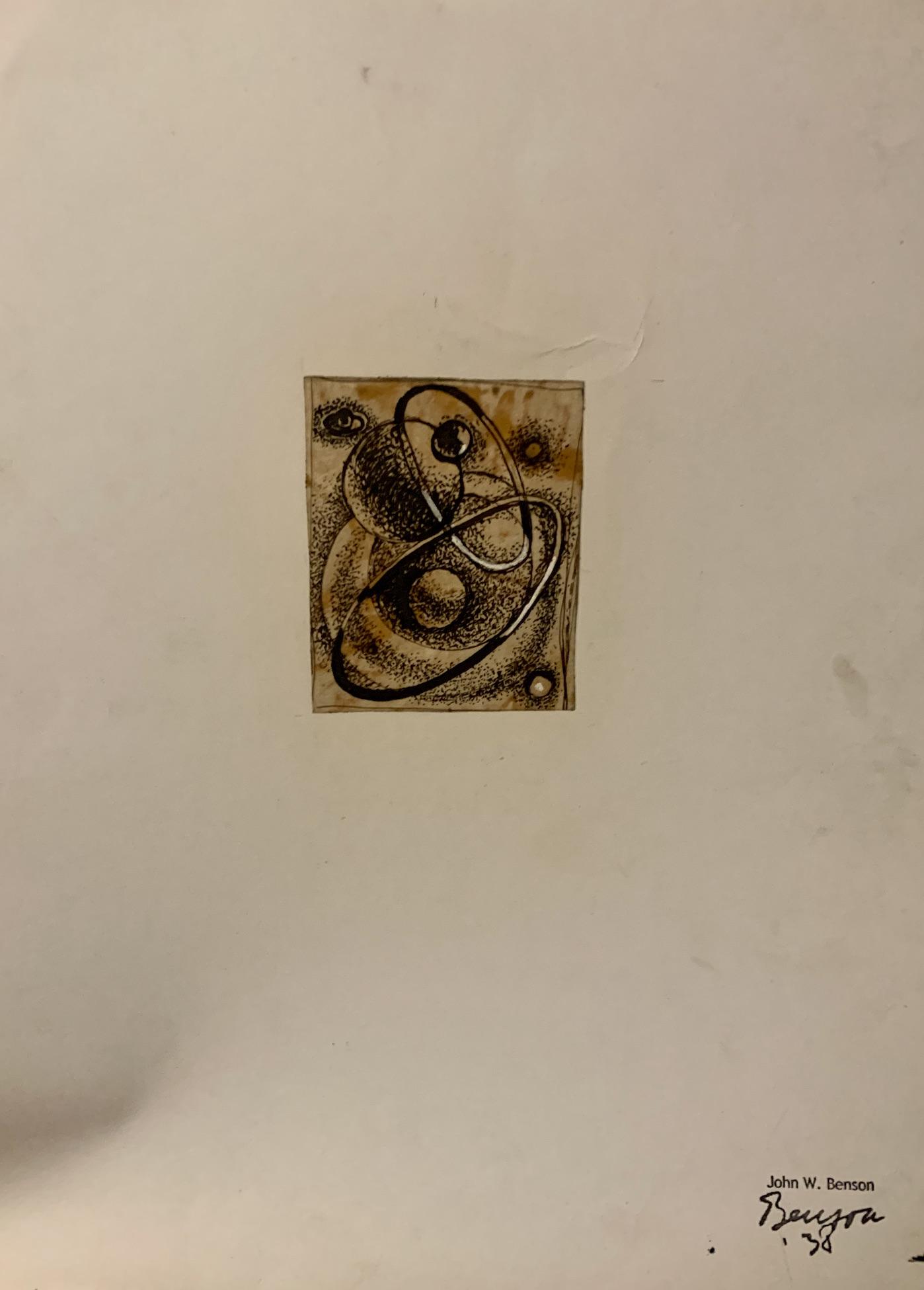 John William Benson, American Artist, Abstract: John William Birger Benson (1904-1978), American Artist, Abstract Expressionist work, pre-war modernism, estate stamped, mixed media, 1938. Exhibited with: Kennedy Galleries, New York, NY, show of mar