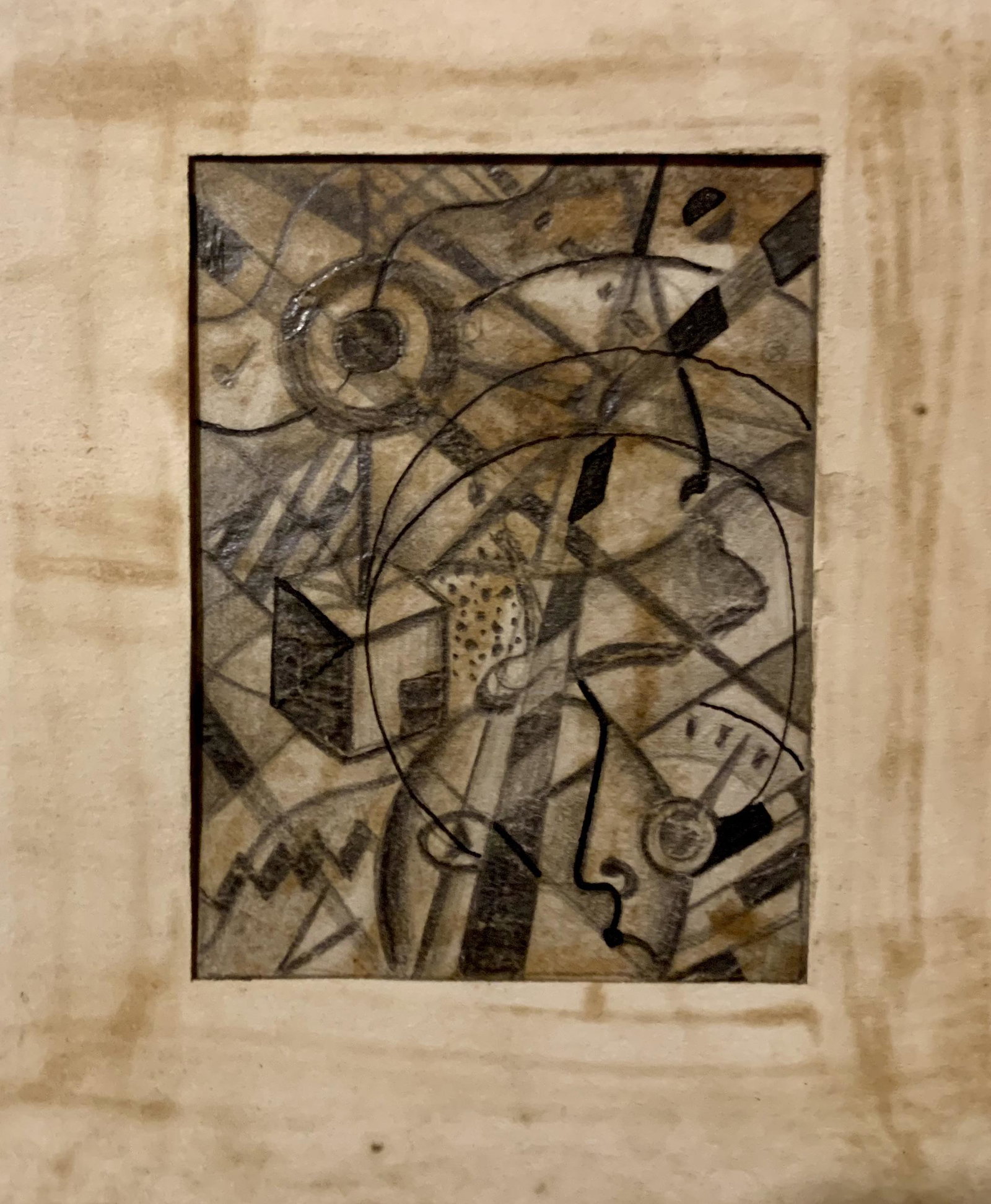 John William Benson, American Artist, Abstract: John William Birger Benson (1904-1978), American Artist, Abstract Expressionist work, pre-war modernism, estate stamped, mixed media, 1938. Exhibited with: Kennedy Galleries, New York, NY, show of mar